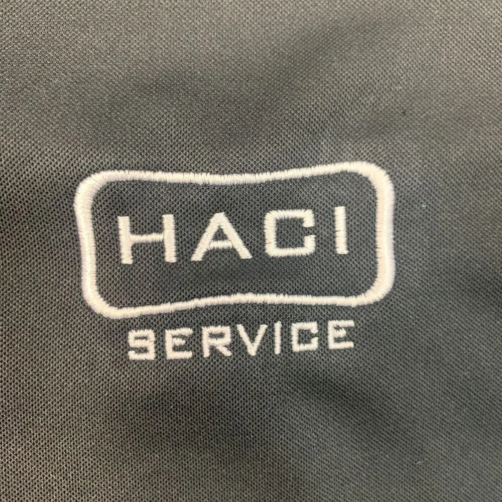 Nike Golf Shirt Mens S Small Black Dri Fit Micro Pique Polo Haci Service Logo